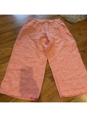 CYNTHIA ROWLEY 100% LINEN CORAL WIDE LEG PANTS WOMENS LARGE